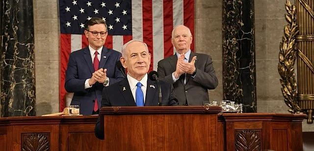 Benjanim Netanyahu addressing the US congress in 2024