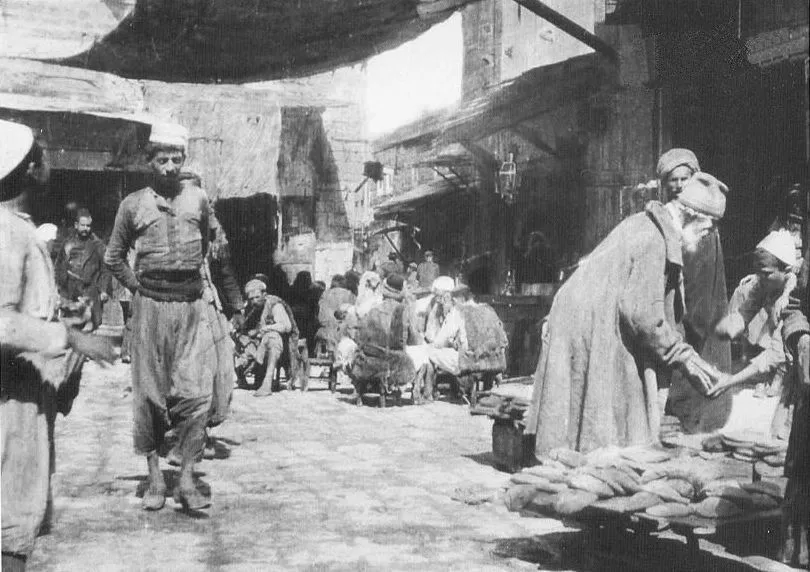 A food market in Haifa, Palestine in 1901