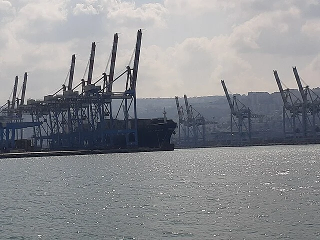 View of the Haifa Port in Northern Israel