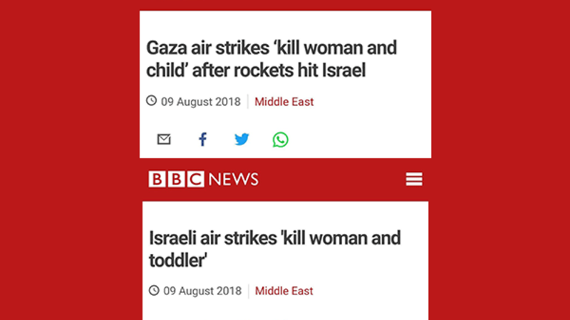 BBC changes its headlines to protect Israel from blame in killing innocents.