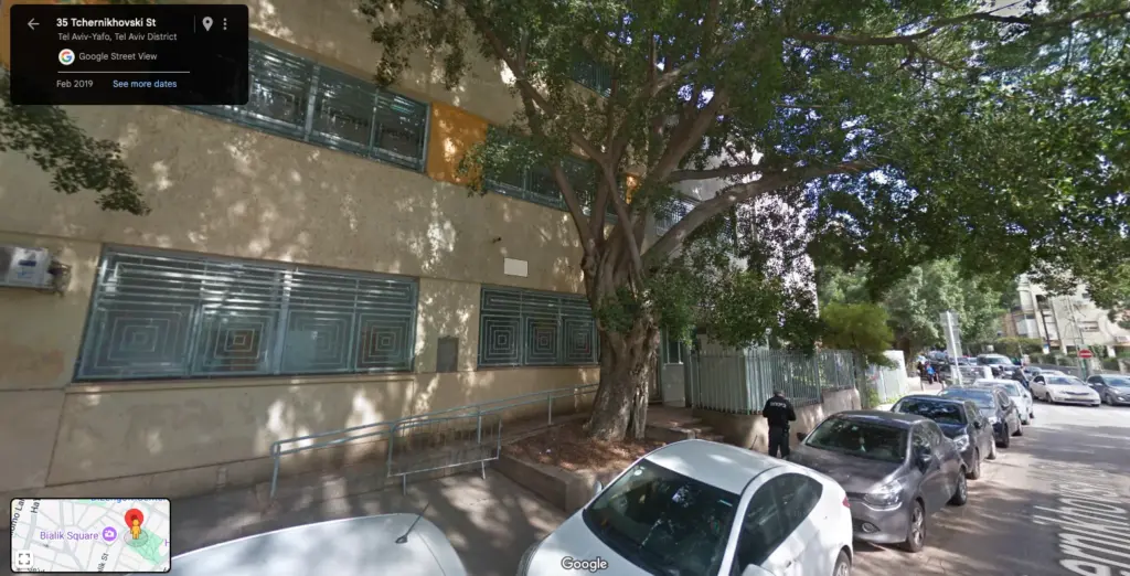 The former site of the Tchernikovsky School for Workers' Children (35 Tchernikhovski St, Tel Aviv-Jaffa). The school was used as a militant training centre for weapons, fieldcraft, topography, first aid, and signals. 